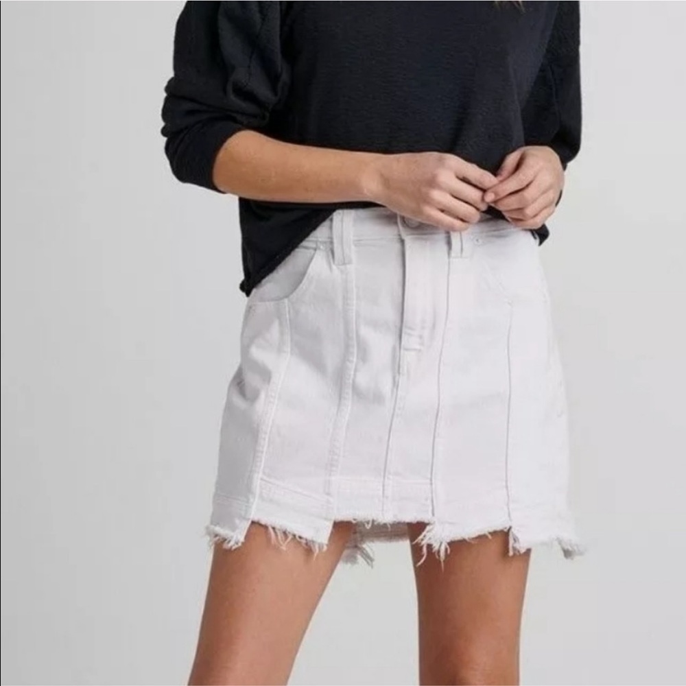 Hudson white weekend step hem denim mini skirt